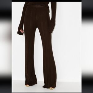 REMAIN Birger Christensen Soleima Ribbed Knit Flare Pants size 2/4 Brown